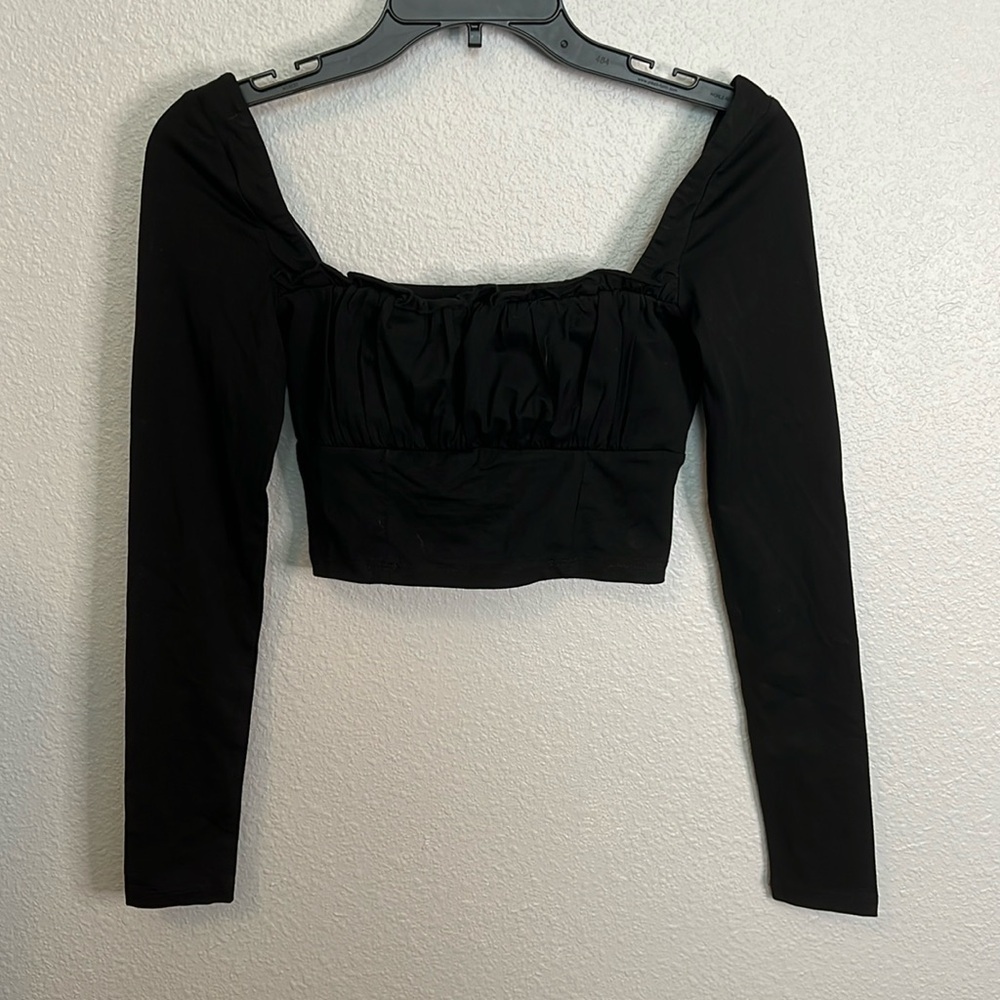 Princess Polly Tilly Long Sleeve Top Black Size 2
